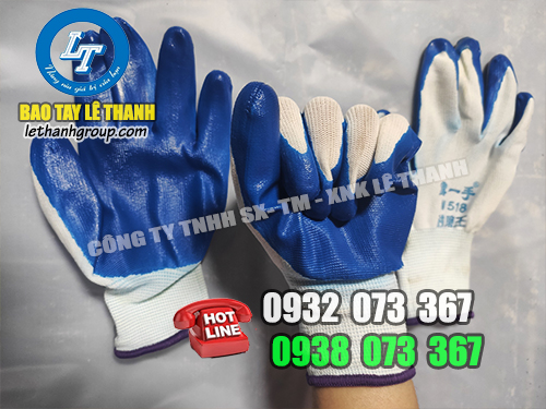 Lê Thanh Group phân phối găng tay bảo hộ Găng tay phủ Pu bàn màu xanh