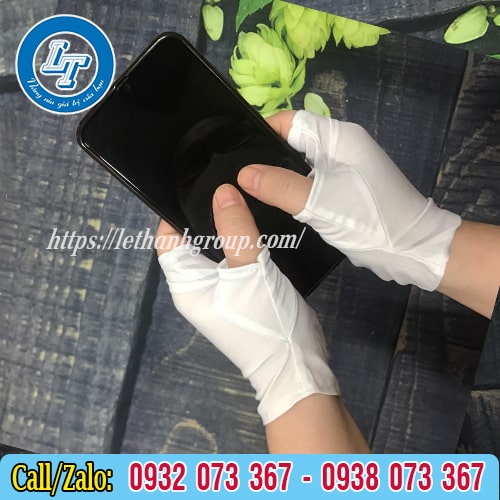 GIÁ SỈ GIÁ RẺ GĂNG TAY VẢI THUN MỎNG HỞ 2 NGÓN CO DÃN TIỆN LỢI găng tay thun vải mỏng màu trắng