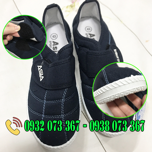 Giày asia quai dán nam nữ giá rẻ cho đại lý giày asia quai dán màu xanh đen