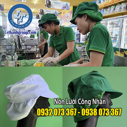 MŨ TRÙM ĐẦU VẢI LƯỚI CHO CÔNG NHÂN mũ trùm đầu thủy sản màu xanh