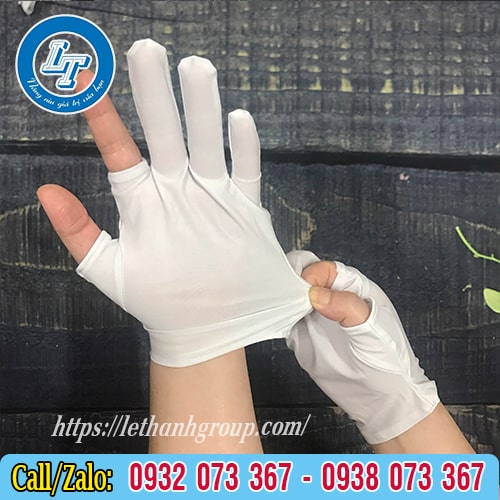 GIÁ SỈ GIÁ RẺ GĂNG TAY VẢI THUN MỎNG HỞ 2 NGÓN CO DÃN TIỆN LỢI găng tay vải thun màu trắng