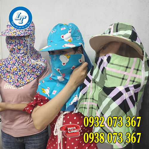 MŨ NÓN TRÙM ĐẦU CHỐNG NẮNG CÓ KHẨU TRANG GIÁ SỈ RẺ mũ chống nắng 2 lớp có khẩu trang