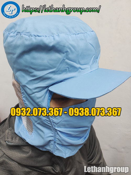 nón trùm đầu thủy sản nón trùm đầu thủy sản màu xanh có khẩu trang