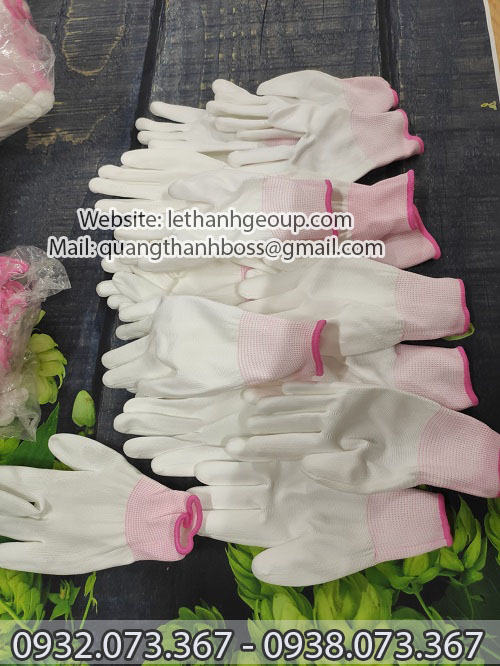 găng tay phủ pu màu trắng găng tay phủ pu màu trắng