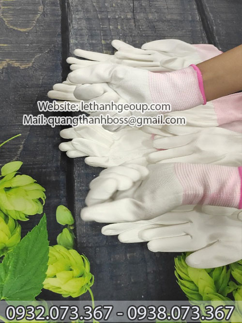 găng tay phủ pu bàn tay màu trắng găng tay phủ pu bàn tay màu trắng