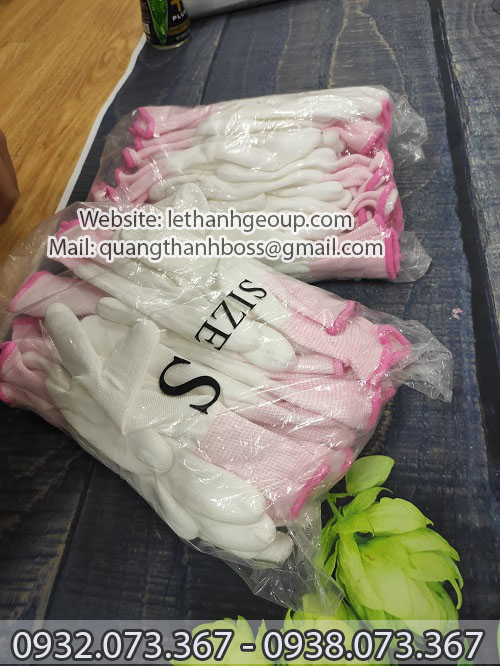 găng tay phủ pu màu trắng size S găng tay phủ pu màu trắng size S