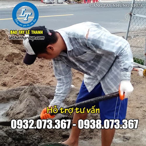 Bao tay nhúng nhựa dùng trong xây dựng Bao tay nhúng nhựa dùng trong xây dựng