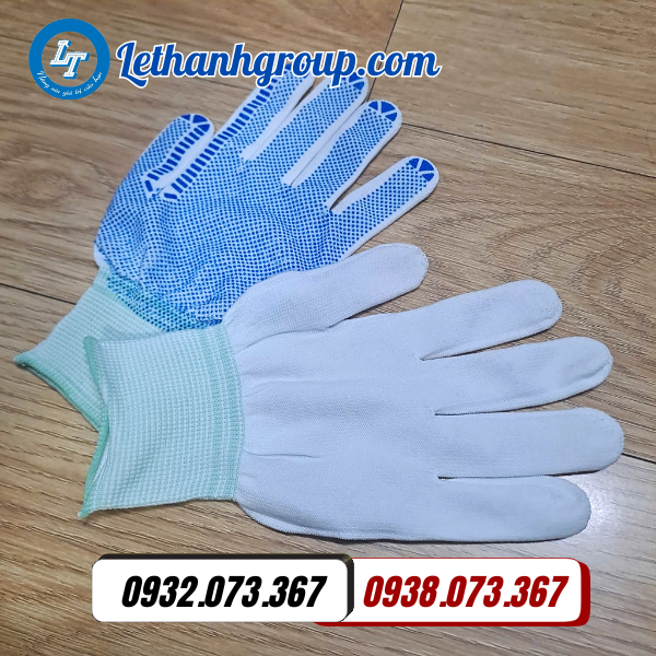 mua găng tay thun kim 13 phủ hạt nhựa xanh giá sỉ tại hcm