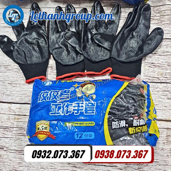 nguồn cung găng tay sợi phủ sơn 388 màu đen giá sỉ sẵn hàng