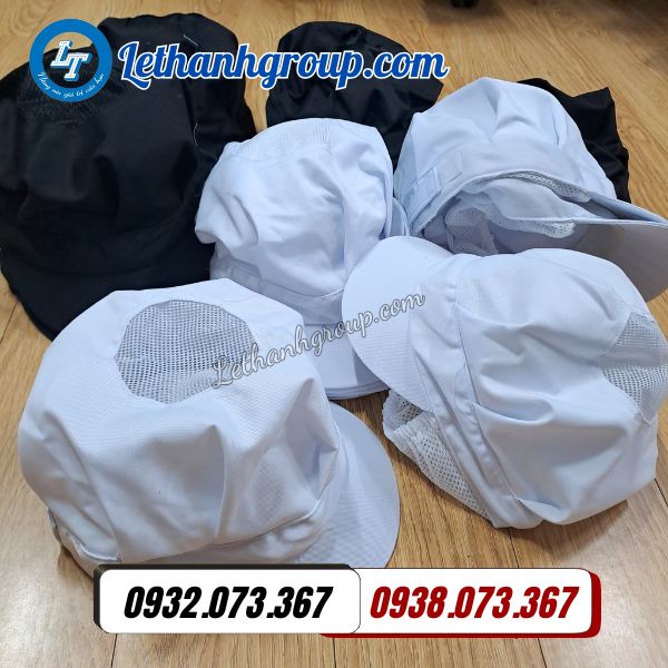 nón vải phối lưới trùm đầu giá sỉ cho công nhân