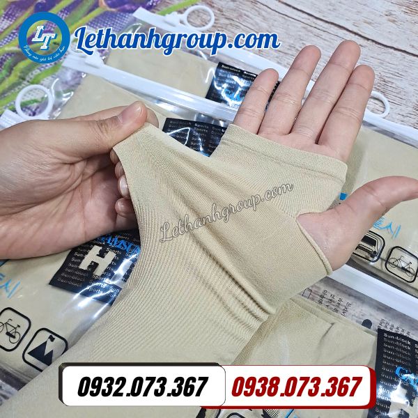 ống tay chống nắng thun lạnh màu kem sỉ rẻ giá xưởng