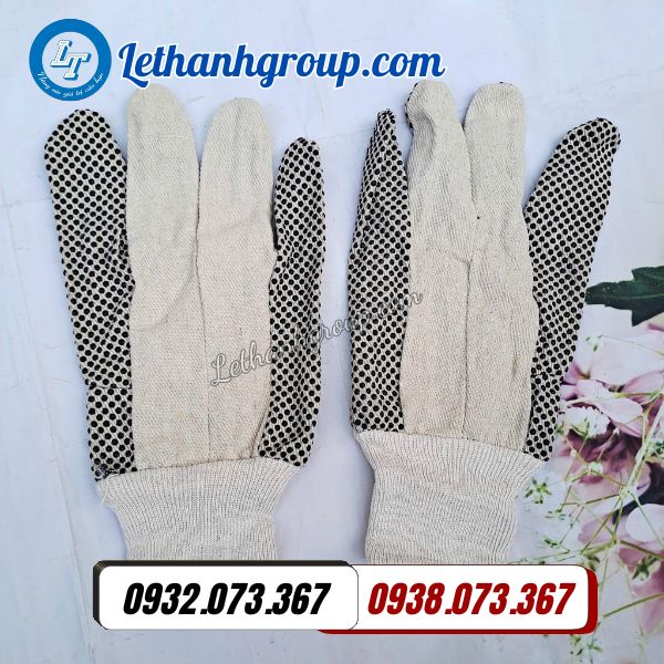 sỉ giá tốt găng tay vải bạt chấm hạt nhựa