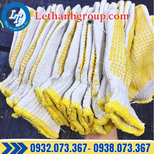 sỉ set 10 đôi bao tay len phủ hạt nhựa màu vàng