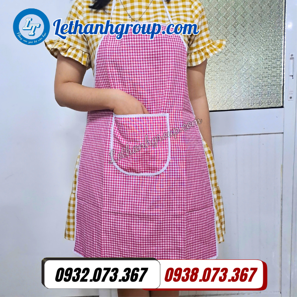 tạp dề 2 lớp có túi sọc màu chống nước tốt giá rẻ