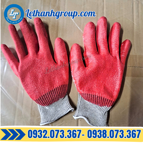 BAO TAY LEN NHÚNG NHỰA PVC ĐỎ VIỀN ĐEN