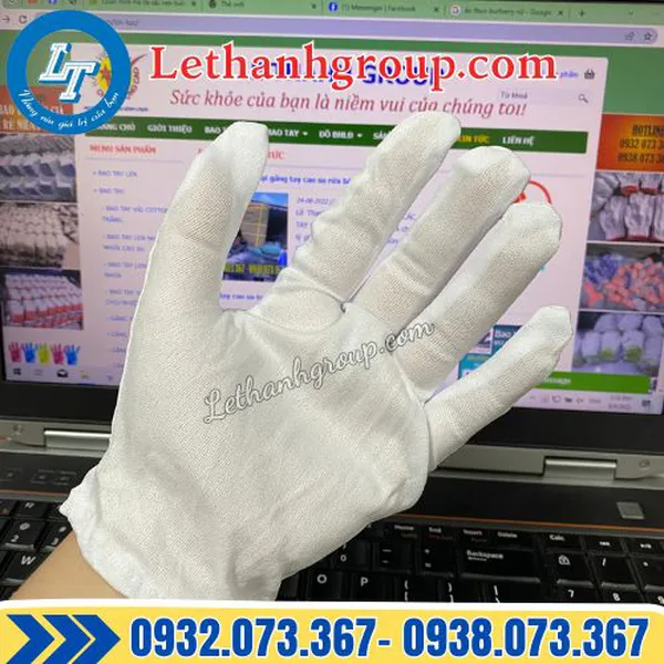 BAO TAY VẢI THUN TRẮNG L + 2