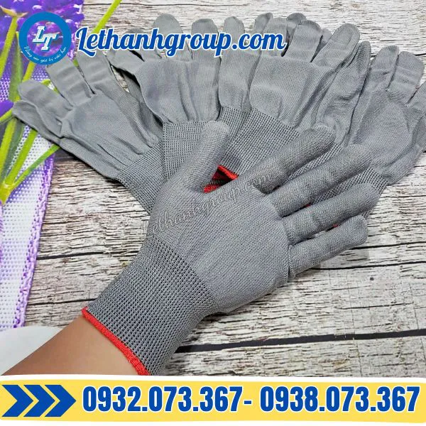 GĂNG TAY VẢI MỎNG XÁM CÓ VIỀN