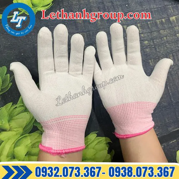 GĂNG TAY VẢI MỎNG TRẮNG VIỀN HỒNG