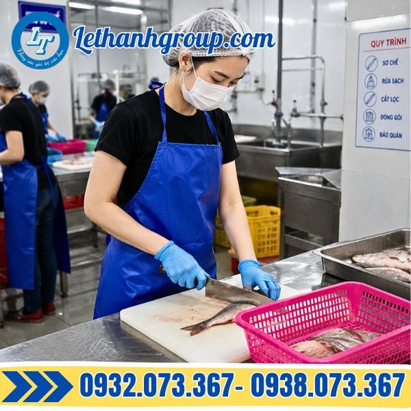 ứng dụng tạp dề vải dù trong xưởng chế biến thực phẩm