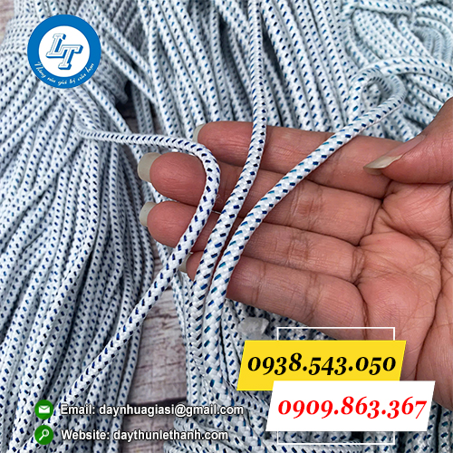 Dây dù tròn sọc xanh nhiều kích cỡ Dây dù tròn sọc xanh nhiều kích cỡ