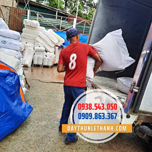 Giao hàng dây thun nguyên bao 50kg Giao hàng dây thun nguyên bao 50kg
