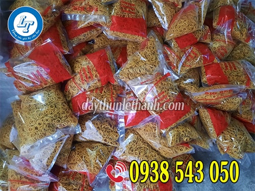 Dây thun khoanh màu vàng đóng bịch 500gam Dây thun khoanh màu vàng