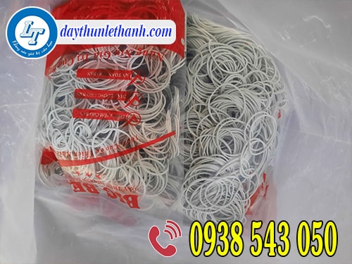 Dây thun khoanh màu trắng đóng bịch sẵn