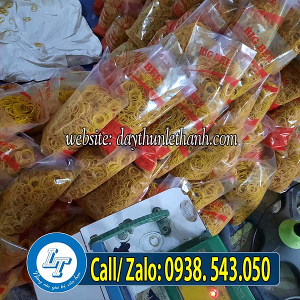 Dây thun khoanh màu vàng đóng bịch 500gam Dây thun khoanh màu vàng đóng bịch 500gam