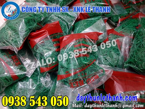 Dây thun màu xanh đóng bịch cho khách tại kho Lê Thanh Dây thun màu xanh