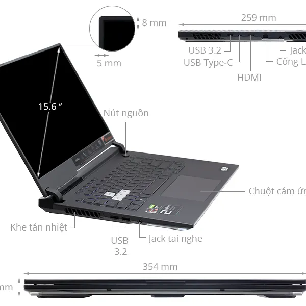 Laptop Asus Gaming ROG Strix G15 G513IH R7 4800H | 8GB | 512GB | GTX1650 4GB | 144Hz | Win11 (HN015W)