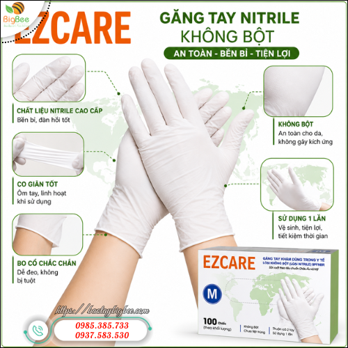 Găng tay nitrile không bột co giãn tốt, ôm tay thoải mái. Găng tay nitrile không bột co giãn tốt, ôm tay thoải mái.