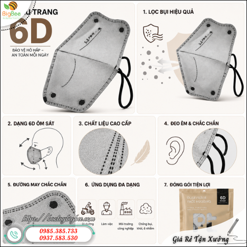 Khẩu Trang 6D Giá Rẻ Form Đẹp Đeo Êm Dễ Thở. Khẩu Trang 6D Giá Rẻ Form Đẹp Đeo Êm Dễ Thở.