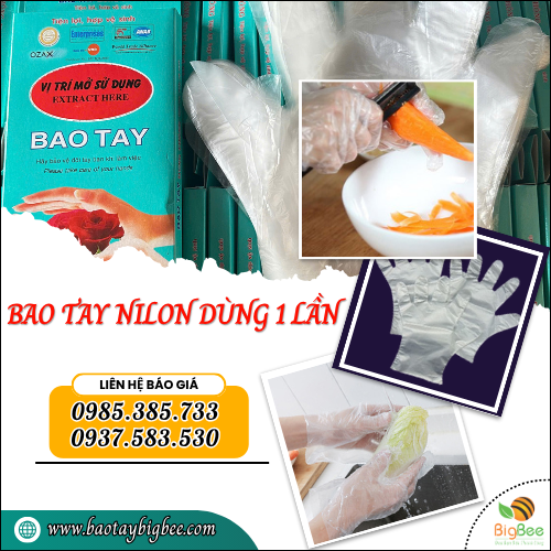 Bao tay nilon dùng 1 lần an toàn cho chế biến thực phẩm. Bao tay nilon dùng 1 lần an toàn cho chế biến thực phẩm.
