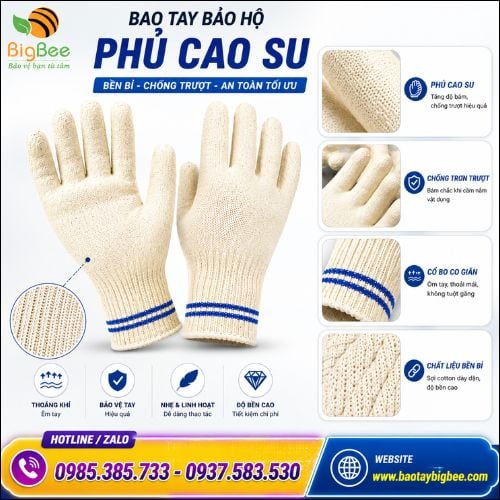Bao Tay Phủ Cao Su Chắc Chắn An Toàn Khi Lao Động. Bao Tay Phủ Cao Su Chắc Chắn An Toàn Khi Lao Động.