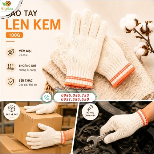 Bao Tay Len Kem Dùng Trong Đóng Gói Và Bốc Xếp. Bao Tay Len Kem Dùng Trong Đóng Gói Và Bốc Xếp.