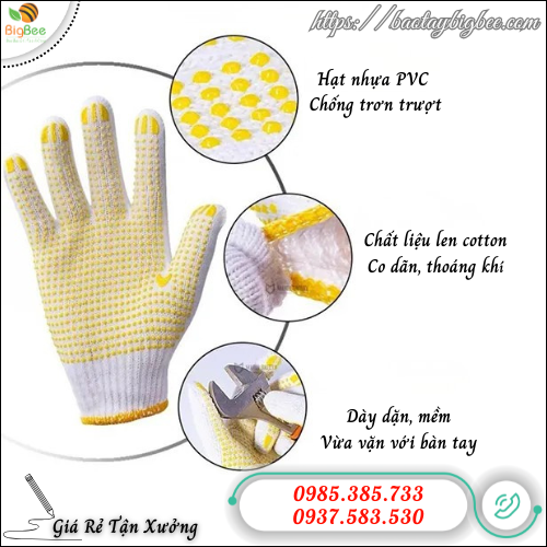 Găng Tay Len Phủ Hạt Nhựa Bền Đẹp, Dễ Giặt, Dễ Dùng. Găng Tay Len Phủ Hạt Nhựa Bền Đẹp, Dễ Giặt, Dễ Dùng.