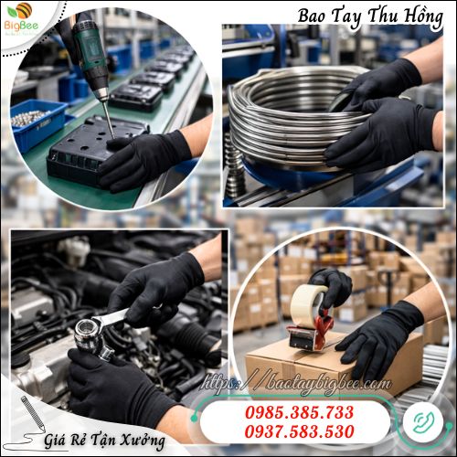 Bao Tay Thun Đen Dùng Đóng Gói Lắp Ráp Linh Hoạt. Bao Tay Thun Đen Dùng Đóng Gói Lắp Ráp Linh Hoạt.