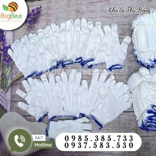 Găng tay len Poly trắng 40g bền đẹp Găng tay len Poly trắng 40g bền đẹp