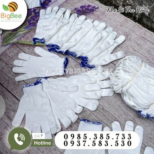 Găng tay len Poly 40g màu trắng đa năng tiện lợi Găng tay len Poly 40g màu trắng đa năng tiện lợi