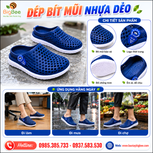 Dép Bít Mũi Nhựa Dẻo Kiểu Dáng Trẻ Trung Năng Động. Dép Bít Mũi Nhựa Dẻo Kiểu Dáng Trẻ Trung Năng Động.