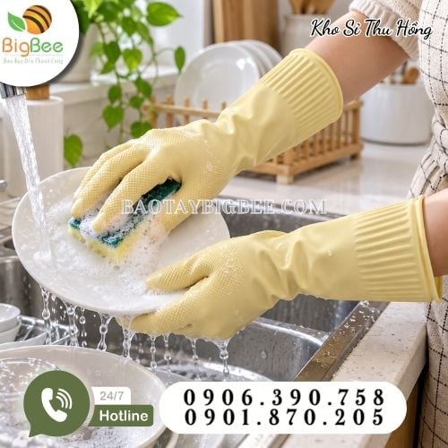 Găng tay cao su Đông Cầu Vồng chống nước hạn chế trơn trượt Găng tay cao su Đông Cầu Vồng chống nước hạn chế trơn trượt