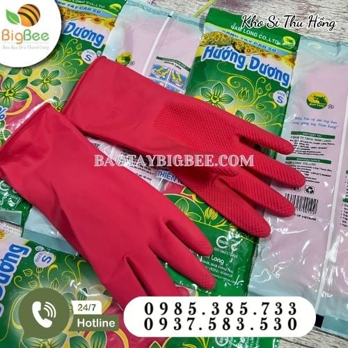 Găng tay cao su Hướng Dương size S màu đỏ Găng tay cao su Hướng Dương size S màu đỏ