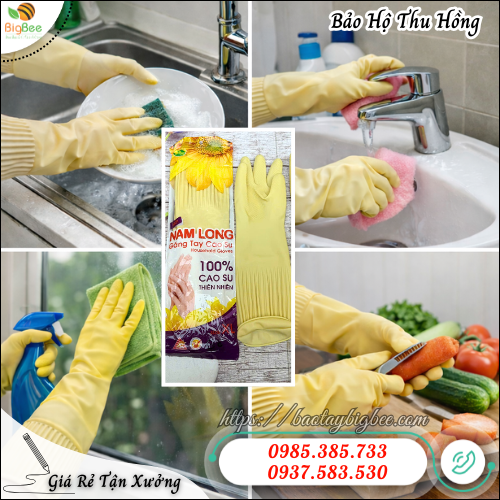Găng tay cao su Nam Long dùng rửa chén, vệ sinh. Găng tay cao su Nam Long dùng rửa chén, vệ sinh.