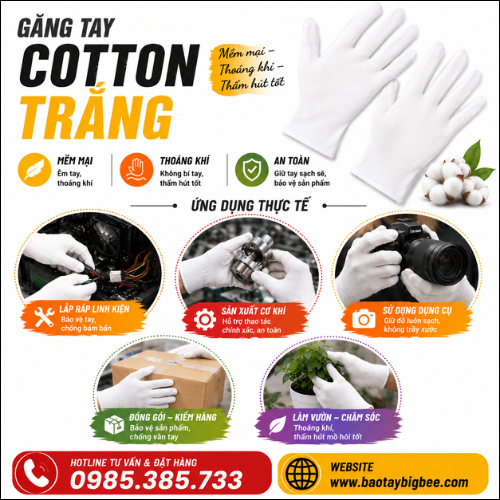 Găng Tay Cotton Trắng Chất Lượng Cao Độ Bền Vượt Trội. Găng Tay Cotton Trắng Chất Lượng Cao Độ Bền Vượt Trội.