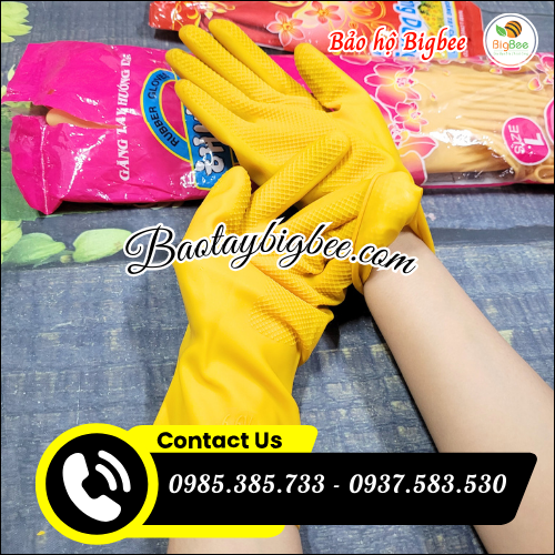 Găng tay cao su Hướng Dương màu vàng. Găng tay cao su Hướng Dương màu vàng.
