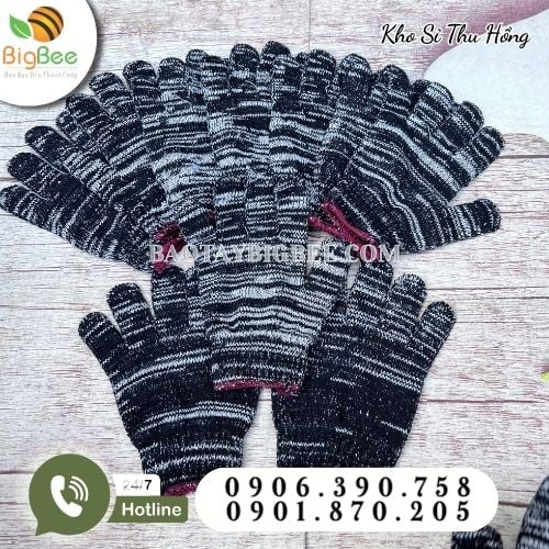 Găng tay sợi len muối tiêu bảo vệ bàn tay lao động Găng tay sợi len muối tiêu bảo vệ bàn tay lao động