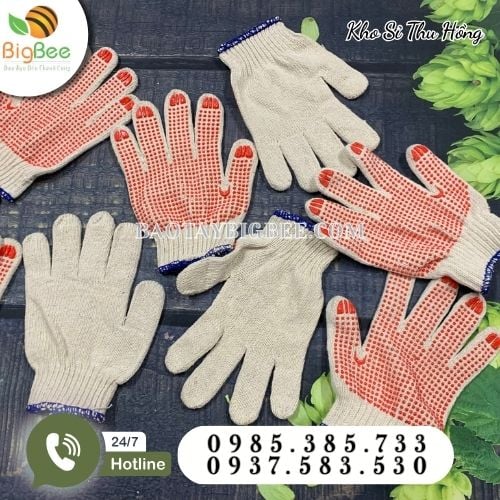 Găng tay len phủ hạt nhựa PVC Găng tay len phủ hạt nhựa PVC