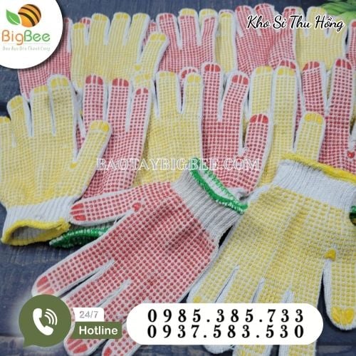 Găng tay len phủ hạt nhựa chống ăn mòn, trầy xước Găng tay len phủ hạt nhựa chống ăn mòn, trầy xước
