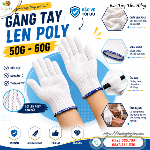 Găng Tay Len Poly Mềm Mại, Thoáng Khí. Găng Tay Len Poly Mềm Mại, Thoáng Khí.