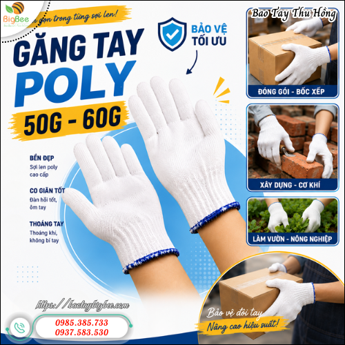 Găng Tay Poly Cho Lao Động Phổ Thông. Găng Tay Poly Cho Lao Động Phổ Thông.